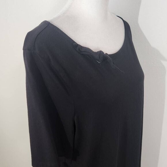 Talbots Black Tee with Knot Detail Size 2X Talbots Black Cotton T-shirt - Picture 3 of 6